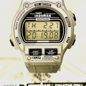 RARE Timex Ironman Triathlon Unisex Watch Stainless Steel INDIGLO Vintage